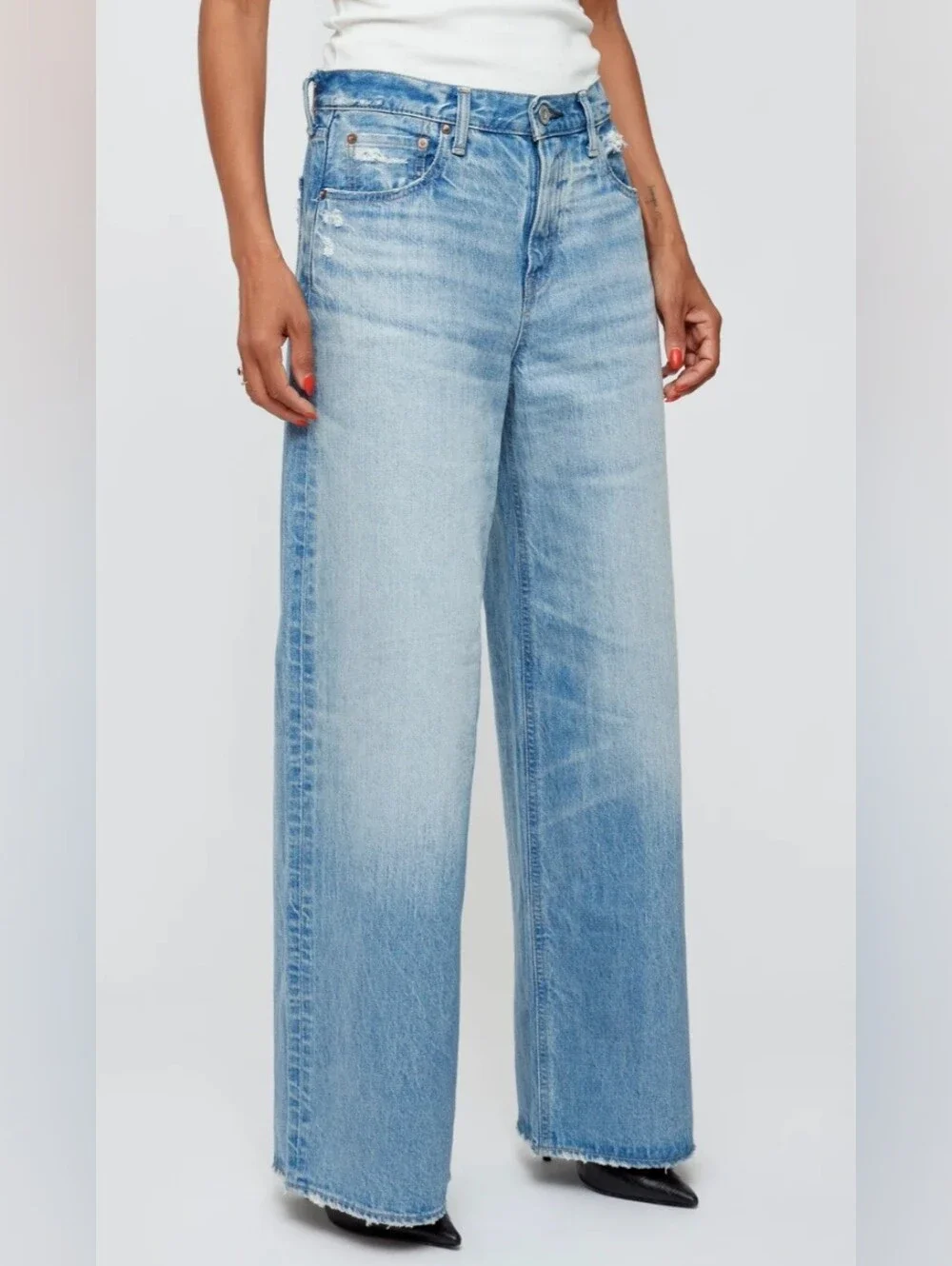 NWT Moussy Vintage MV Lowell Super Wide Pants Light Blue Women's Size 26